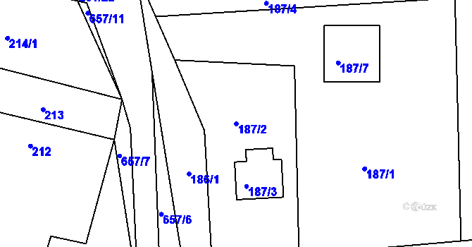 Parcela st. 187/2 v KÚ Nedabyle, Katastrální mapa