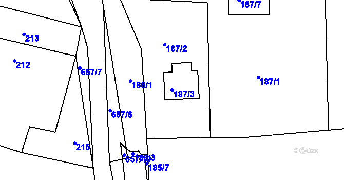 Parcela st. 187/3 v KÚ Nedabyle, Katastrální mapa