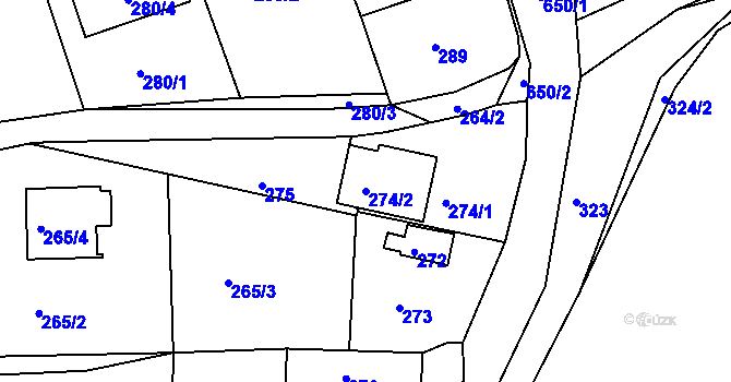 Parcela st. 274/2 v KÚ Nedabyle, Katastrální mapa
