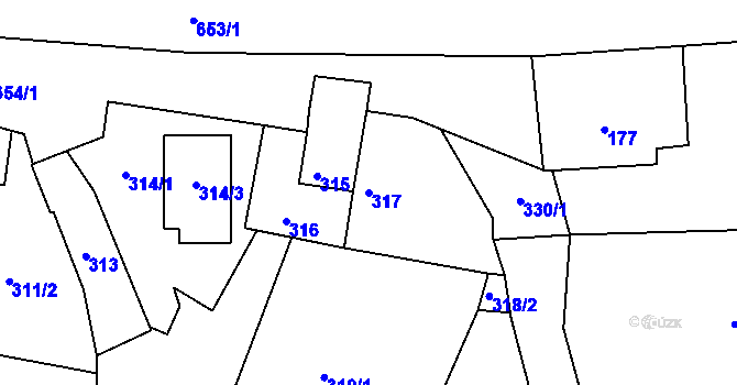 Parcela st. 317 v KÚ Nedabyle, Katastrální mapa