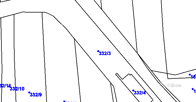 Parcela st. 332/3 v KÚ Nedabyle, Katastrální mapa