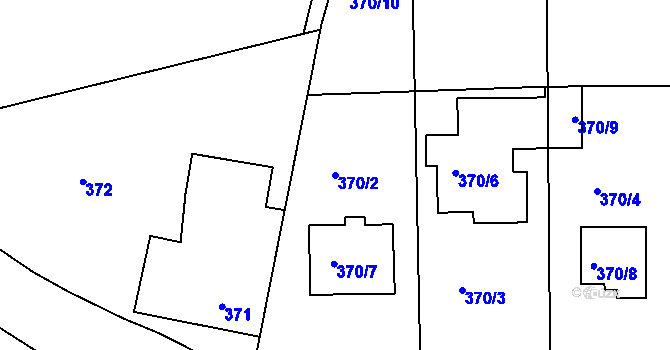 Parcela st. 370/2 v KÚ Nedabyle, Katastrální mapa