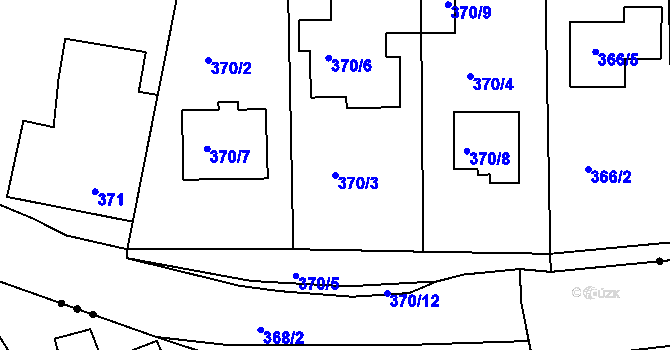 Parcela st. 370/3 v KÚ Nedabyle, Katastrální mapa