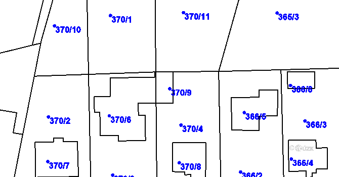 Parcela st. 370/9 v KÚ Nedabyle, Katastrální mapa