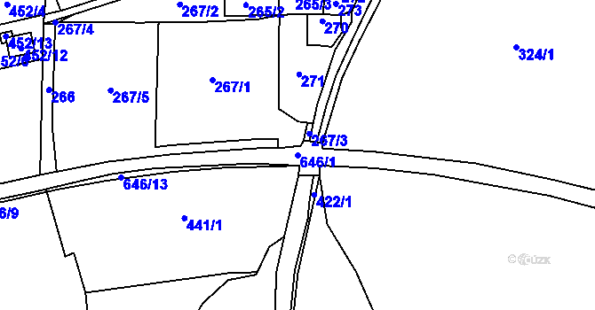 Parcela st. 646/1 v KÚ Nedabyle, Katastrální mapa