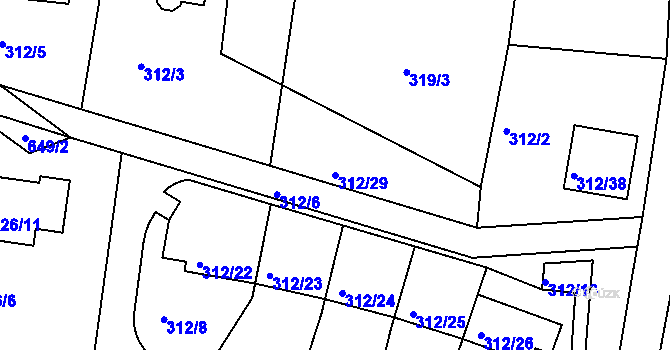 Parcela st. 312/29 v KÚ Nedabyle, Katastrální mapa