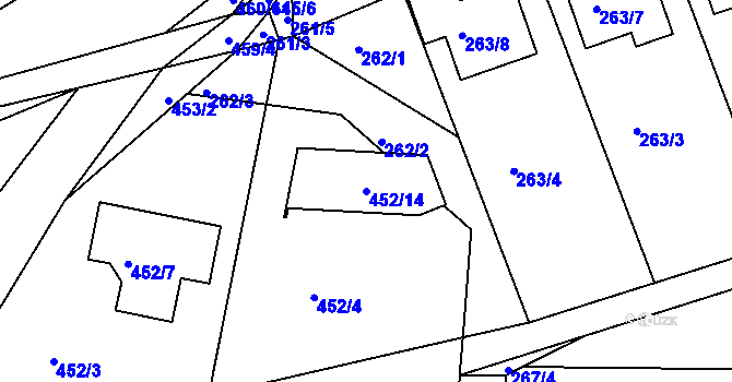 Parcela st. 452/14 v KÚ Nedabyle, Katastrální mapa