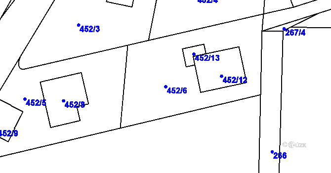 Parcela st. 452/6 v KÚ Nedabyle, Katastrální mapa