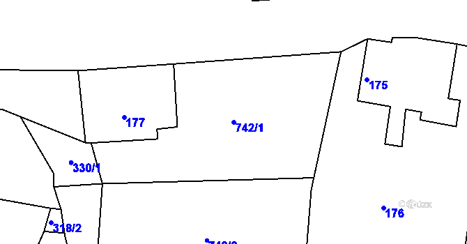 Parcela st. 742/1 v KÚ Nedabyle, Katastrální mapa