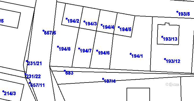 Parcela st. 194/6 v KÚ Nedabyle, Katastrální mapa