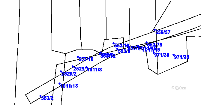 Parcela st. 553/9 v KÚ Nová Ves u Českých Budějovic, Katastrální mapa