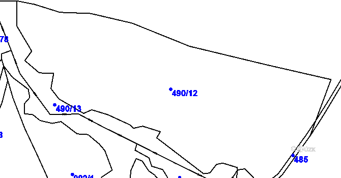 Parcela st. 490/12 v KÚ Nová Ves u Českých Budějovic, Katastrální mapa