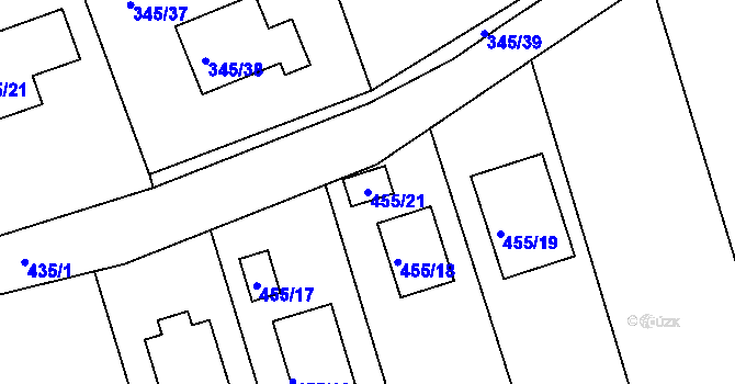 Parcela st. 455/21 v KÚ Nová Ves u Českých Budějovic, Katastrální mapa