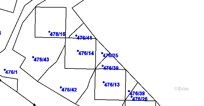 Parcela st. 476/25 v KÚ Nová Ves u Českých Budějovic, Katastrální mapa