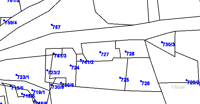 Parcela st. 727 v KÚ Nová Ves u Českých Budějovic, Katastrální mapa