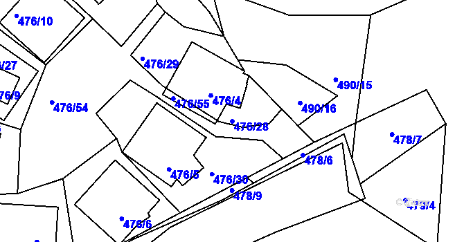 Parcela st. 476/28 v KÚ Nová Ves u Českých Budějovic, Katastrální mapa