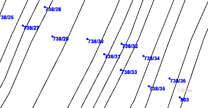 Parcela st. 738/31 v KÚ Nedachlebice, Katastrální mapa