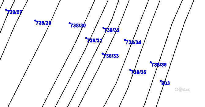 Parcela st. 738/33 v KÚ Nedachlebice, Katastrální mapa