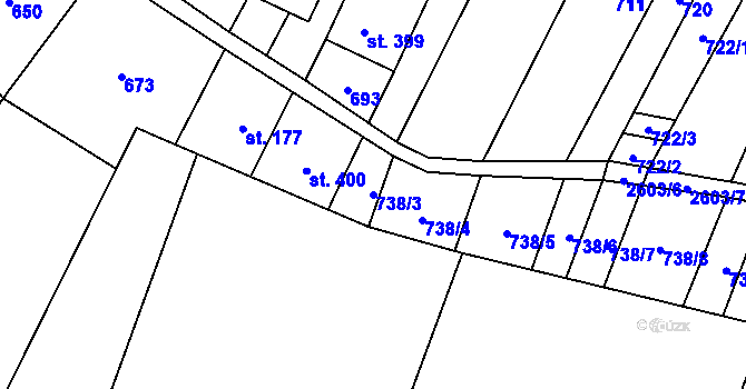 Parcela st. 738/3 v KÚ Nedachlebice, Katastrální mapa