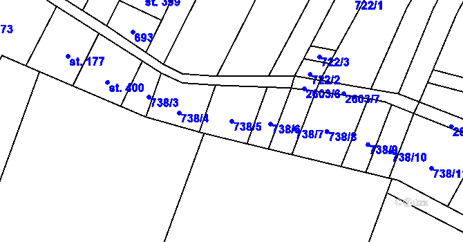 Parcela st. 738/5 v KÚ Nedachlebice, Katastrální mapa