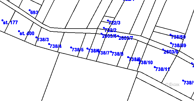 Parcela st. 738/7 v KÚ Nedachlebice, Katastrální mapa