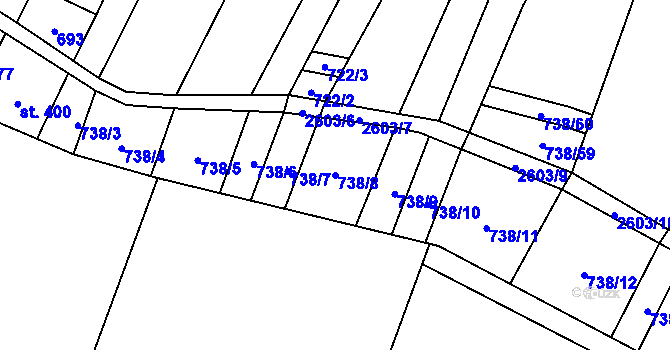 Parcela st. 738/8 v KÚ Nedachlebice, Katastrální mapa