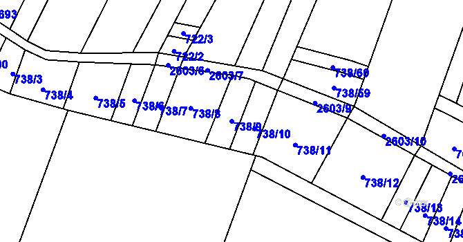 Parcela st. 738/9 v KÚ Nedachlebice, Katastrální mapa