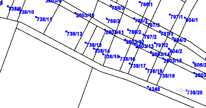 Parcela st. 738/15 v KÚ Nedachlebice, Katastrální mapa