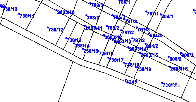 Parcela st. 738/16 v KÚ Nedachlebice, Katastrální mapa