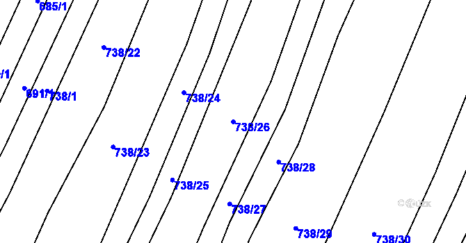 Parcela st. 738/26 v KÚ Nedachlebice, Katastrální mapa