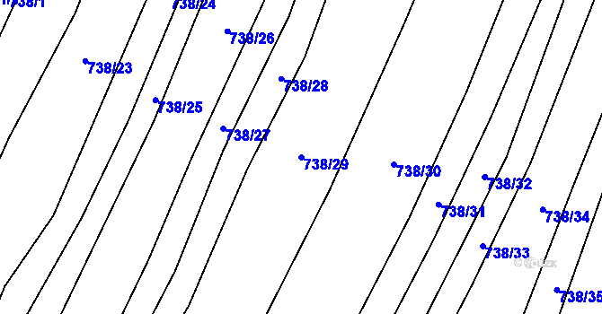 Parcela st. 738/29 v KÚ Nedachlebice, Katastrální mapa