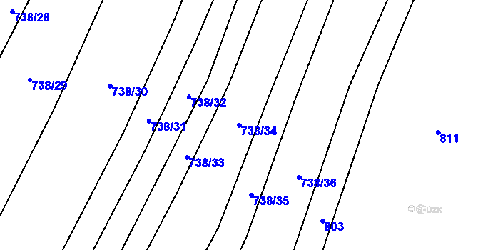 Parcela st. 738/34 v KÚ Nedachlebice, Katastrální mapa
