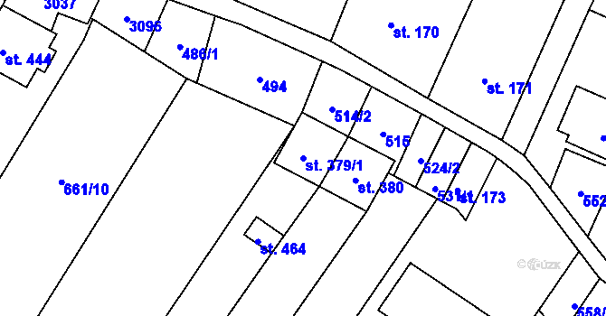 Parcela st. 379/1 v KÚ Nedachlebice, Katastrální mapa