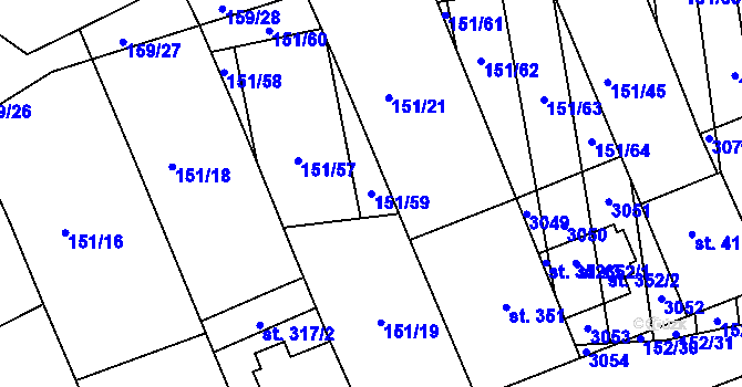 Parcela st. 151/59 v KÚ Nedachlebice, Katastrální mapa