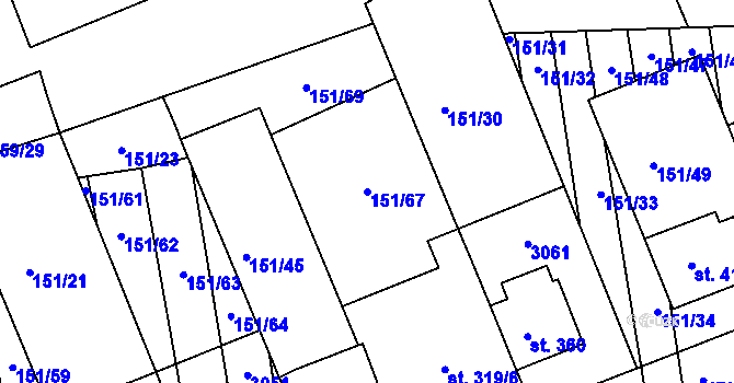 Parcela st. 151/67 v KÚ Nedachlebice, Katastrální mapa