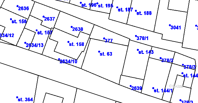 Parcela st. 63 v KÚ Nedachlebice, Katastrální mapa
