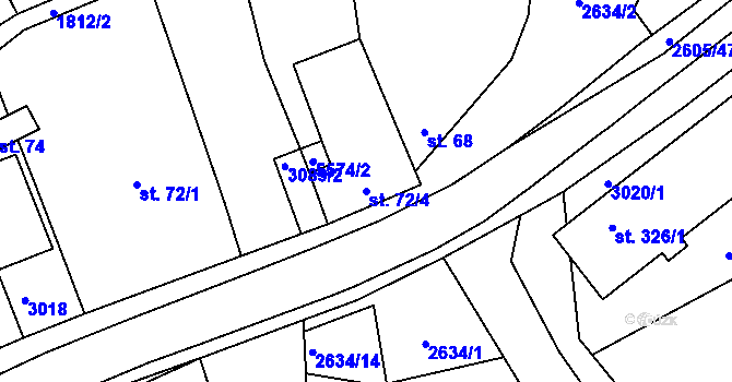 Parcela st. 72/4 v KÚ Nedachlebice, Katastrální mapa