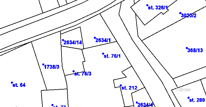 Parcela st. 76/1 v KÚ Nedachlebice, Katastrální mapa