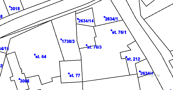 Parcela st. 76/3 v KÚ Nedachlebice, Katastrální mapa