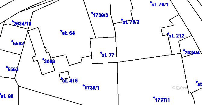 Parcela st. 77 v KÚ Nedachlebice, Katastrální mapa