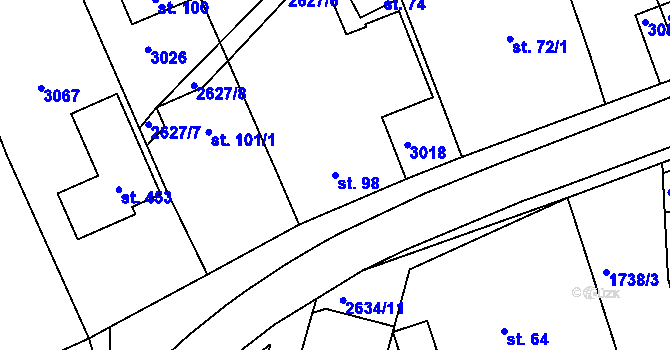 Parcela st. 98 v KÚ Nedachlebice, Katastrální mapa