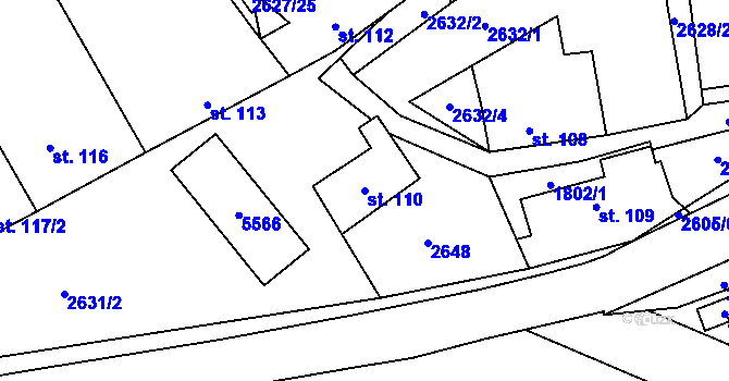 Parcela st. 110 v KÚ Nedachlebice, Katastrální mapa