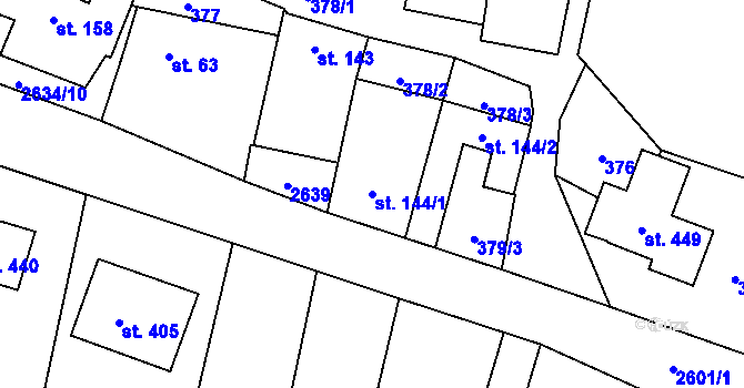 Parcela st. 144/1 v KÚ Nedachlebice, Katastrální mapa