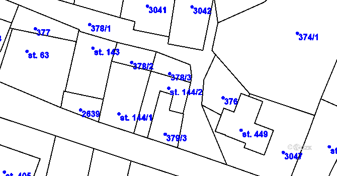 Parcela st. 144/2 v KÚ Nedachlebice, Katastrální mapa