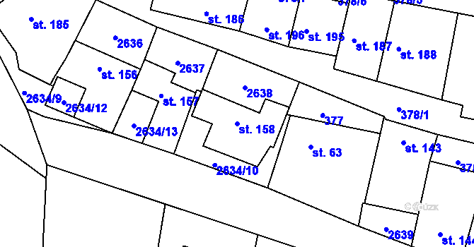 Parcela st. 158 v KÚ Nedachlebice, Katastrální mapa