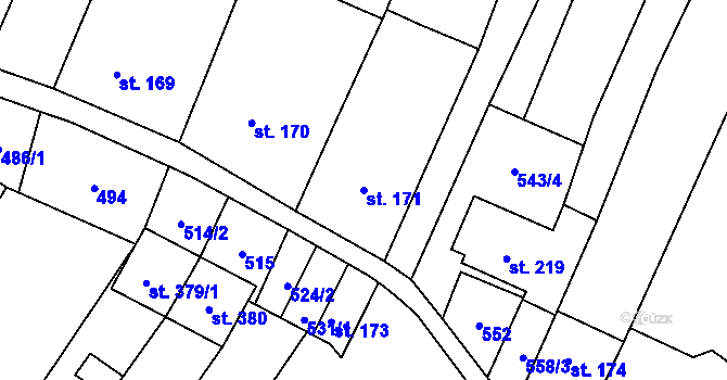 Parcela st. 171 v KÚ Nedachlebice, Katastrální mapa