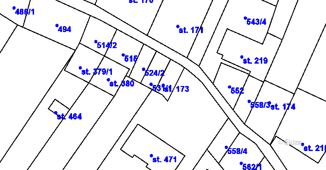 Parcela st. 173 v KÚ Nedachlebice, Katastrální mapa