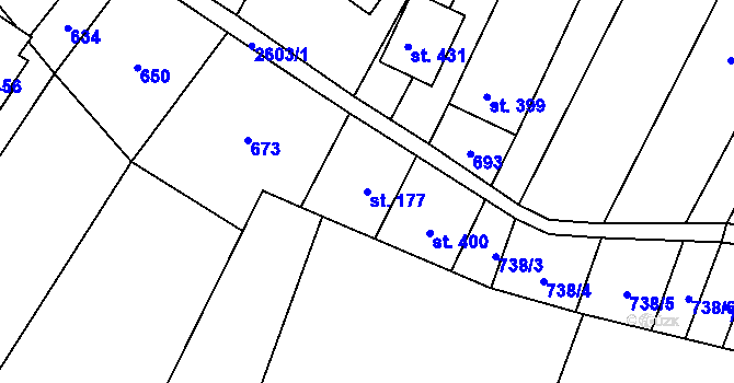 Parcela st. 177 v KÚ Nedachlebice, Katastrální mapa