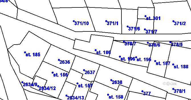 Parcela st. 186 v KÚ Nedachlebice, Katastrální mapa