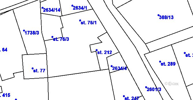 Parcela st. 212 v KÚ Nedachlebice, Katastrální mapa
